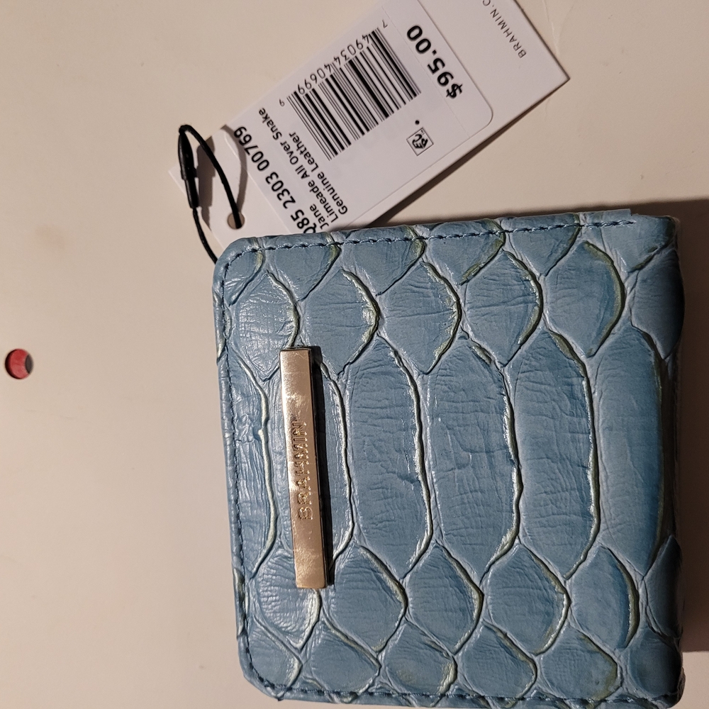Brahmin Jane Wallet in Limeade all over Snake NWT